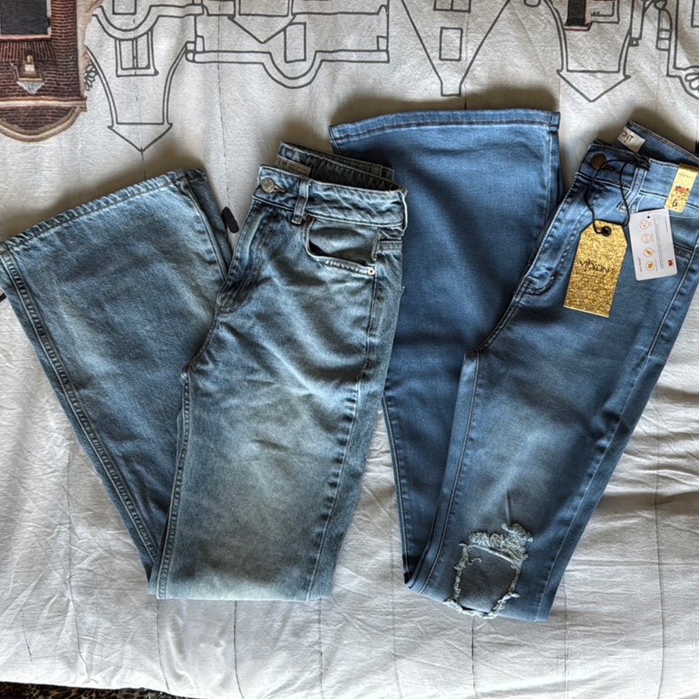 Vibrant Blue Flare & Wide Leg Jeans